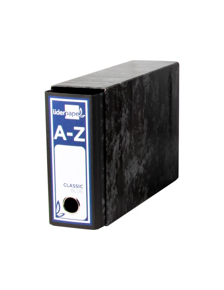 CI | Caja archivador liderpapel classic blue cuarto apaisado negra