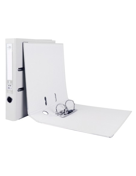 CI | Archivador de palanca liderpapel a4 documenta forrado pvc con rado lomo 52mmblanco compresor metalico