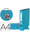 CI | Archivador de palanca liderpapel a4 documenta forrado pvc con rado lomo 52 mm celeste compresor metalico