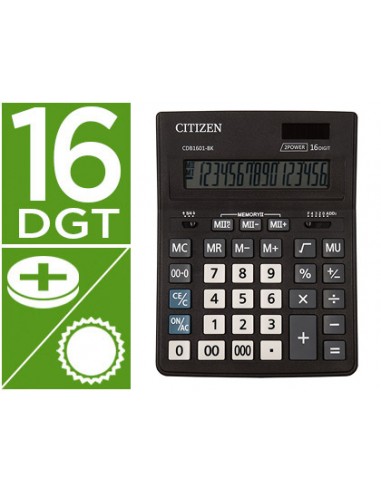 CI | Calculadora citizen sobremesa business line eco eficiente solar y pilas 16 digitos 200x157x35 mm
