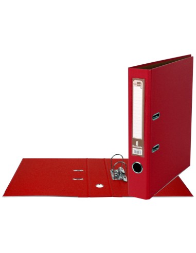 CI | Archivador de palanca liderpapel a4 documenta forrado pvc con rado lomo 52mm rojo compresor metalico