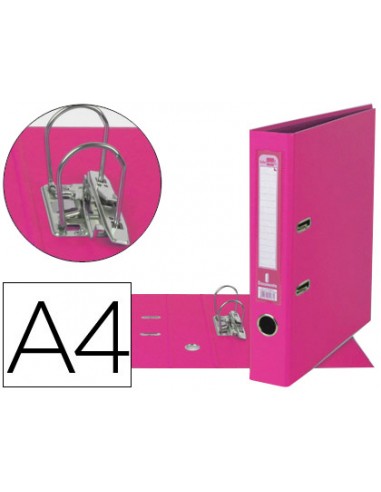 CI | Archivador de palanca liderpapel a4 documenta forrado pvc con rado lomo 52 mm rosa compresor metalico