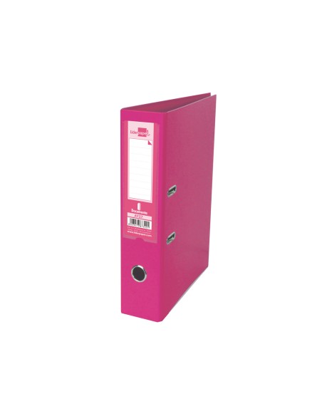 CI | Archivador de palanca liderpapel a4 documenta forrado pvc con rado lomo 52 mm rosa compresor metalico