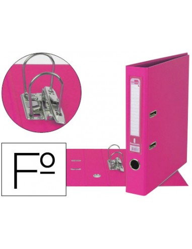 CI | Archivador de palanca liderpapel folio documenta forrado pvc con rado lomo 52 mm rosa compresor metalico