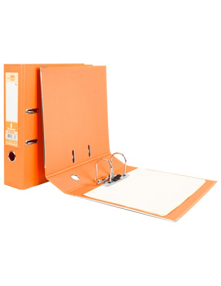 CI | Archivador de palanca liderpapel a4 documenta forrado pvc con rado lomo 75mmnaranja compresor metalico