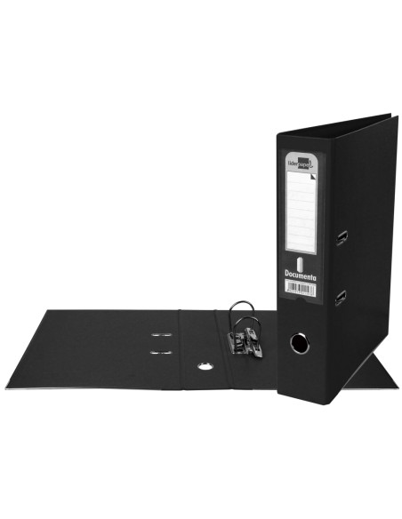 CI | Archivador de palanca liderpapel a4 documenta forrado pvc con rado lomo 75mm negro compresor metalico