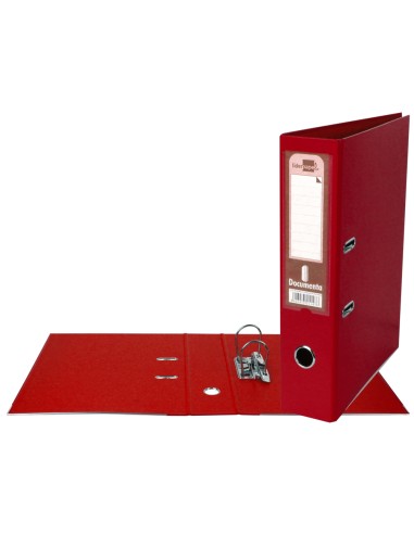 CI | Archivador de palanca liderpapel a4 documenta forrado pvc con rado lomo 75mm rojo compresor metalico