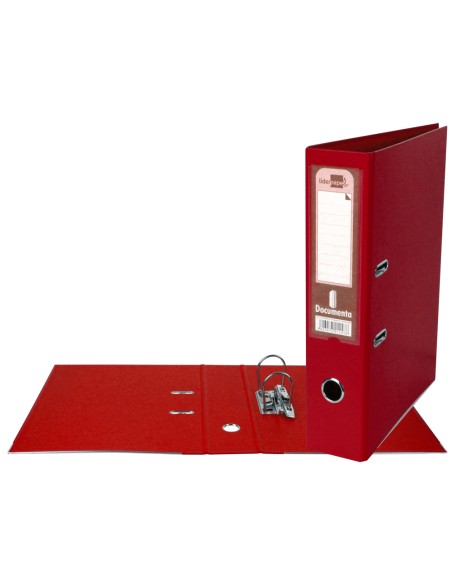 CI | Archivador de palanca liderpapel a4 documenta forrado pvc con rado lomo 75mm rojo compresor metalico