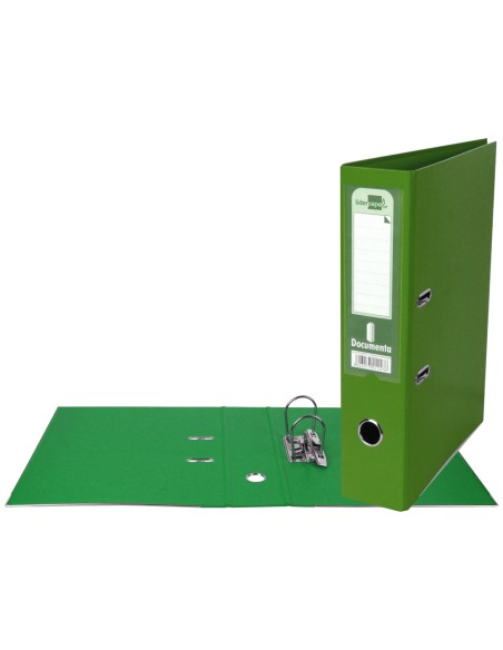 CI | Archivador de palanca liderpapel a4 documenta forrado pvc con rado lomo 75mm verde compresor metalico