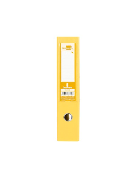 CI | Archivador de palanca liderpapel folio documenta forrado pvc con rado lomo 75mm amarillo compresor metalico
