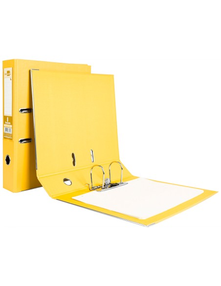 CI | Archivador de palanca liderpapel folio documenta forrado pvc con rado lomo 75mm amarillo compresor metalico