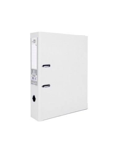 CI | Archivador de palanca liderpapel folio documenta forrado pvc con rado lomo 75mm blanco con compresor
