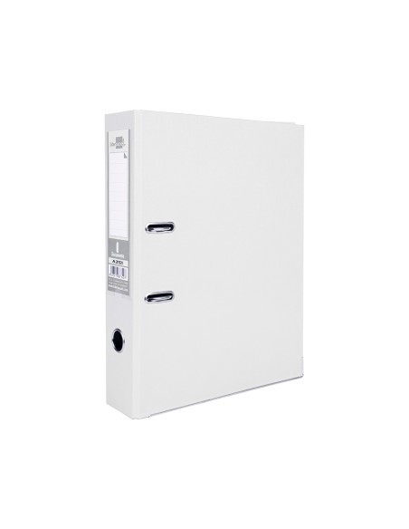 CI | Archivador de palanca liderpapel folio documenta forrado pvc con rado lomo 75mm blanco con compresor