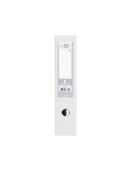 CI | Archivador de palanca liderpapel folio documenta forrado pvc con rado lomo 75mm blanco con compresor