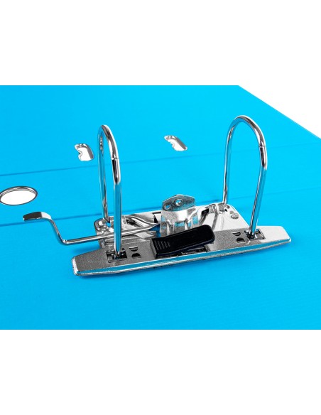 CI | Archivador de palanca liderpapel folio documenta forrado pvc con rado lomo 75 mm celeste compresor metalico
