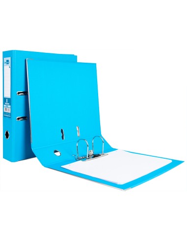 CI | Archivador de palanca liderpapel folio documenta forrado pvc con rado lomo 75 mm celeste compresor metalico