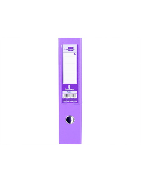CI | Archivador de palanca liderpapel folio documenta forrado pvc con rado lomo 75 mm lila compresor metalico