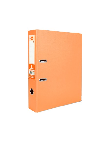 CI | Archivador de palanca liderpapel folio documenta forrado pvc con rado lomo 75mm naranja con compresor