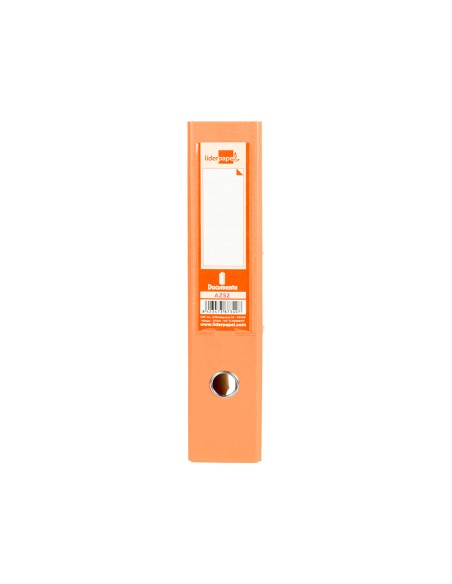 CI | Archivador de palanca liderpapel folio documenta forrado pvc con rado lomo 75mm naranja con compresor