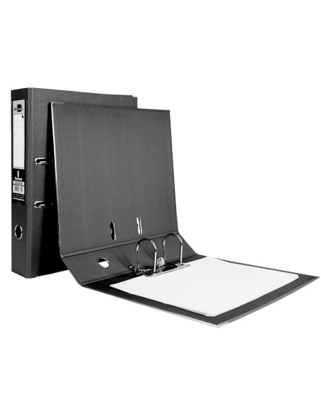 CI | Archivador de palanca liderpapel folio documenta forrado pvc con rado lomo 75mm negro compresor metalico