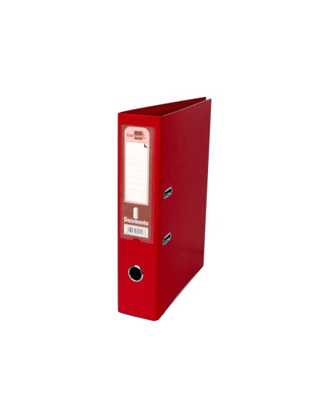 CI | Archivador de palanca liderpapel folio documenta forrado pvc con rado lomo 75mm rojo compresor metalico