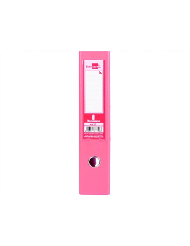 CI | Archivador de palanca liderpapel folio documenta forrado pvc con rado lomo 75 mm rosa compresor metalico