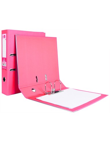 CI | Archivador de palanca liderpapel folio documenta forrado pvc con rado lomo 75 mm rosa compresor metalico
