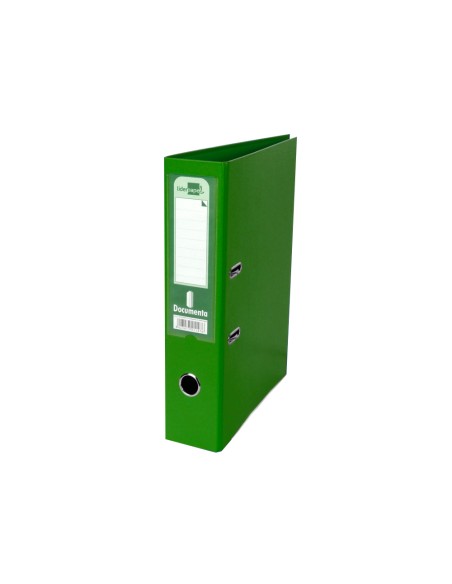CI | Archivador de palanca liderpapel folio documenta forrado pvc con rado lomo 75mm verde compresor metalico