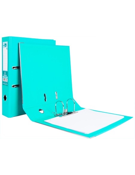 CI | Archivador de palanca liderpapel folio documenta forrado pvc con rado lomo 75 mm verde claro compresor