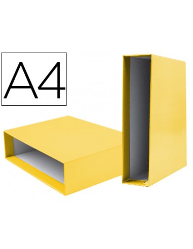 CI | Caja archivador liderpapel de palanca carton din-a4 documenta lomo 82mm color amarillo