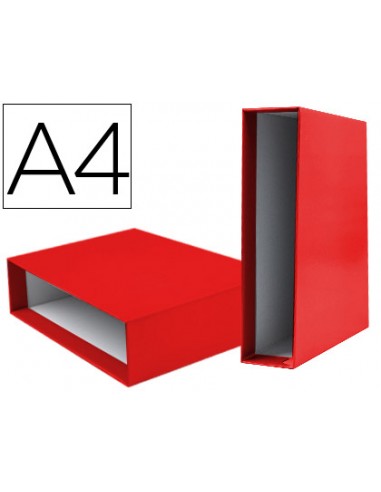 CI | Caja archivador liderpapel de palanca carton din-a4 documenta lomo 82mm color rojo