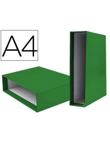 CI | Caja archivador liderpapel de palanca carton din-a4 documenta lomo 82mm color verde