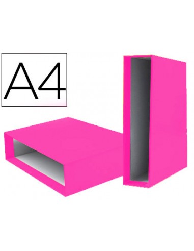 CI | Caja archivador liderpapel de palanca carton din a4 documenta lomo 75 mm rosa