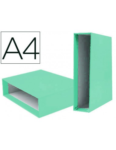 CI | Caja archivador liderpapel de palanca carton din a4 documenta lomo 75 mm verde claro