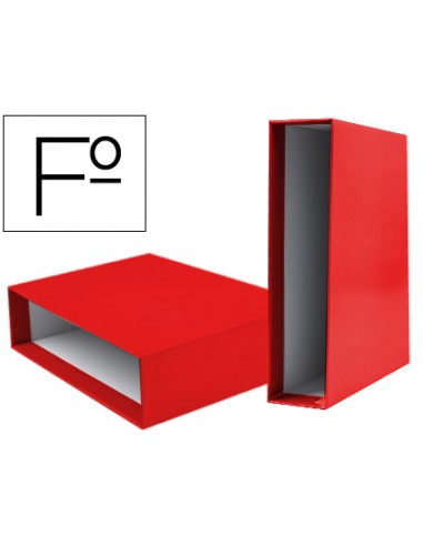CI | Caja archivador liderpapel de palanca carton folio documenta lomo 82mm color rojo