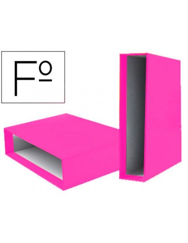 CI | Caja archivador liderpapel de palanca carton folio documenta lomo 75 mm rosa